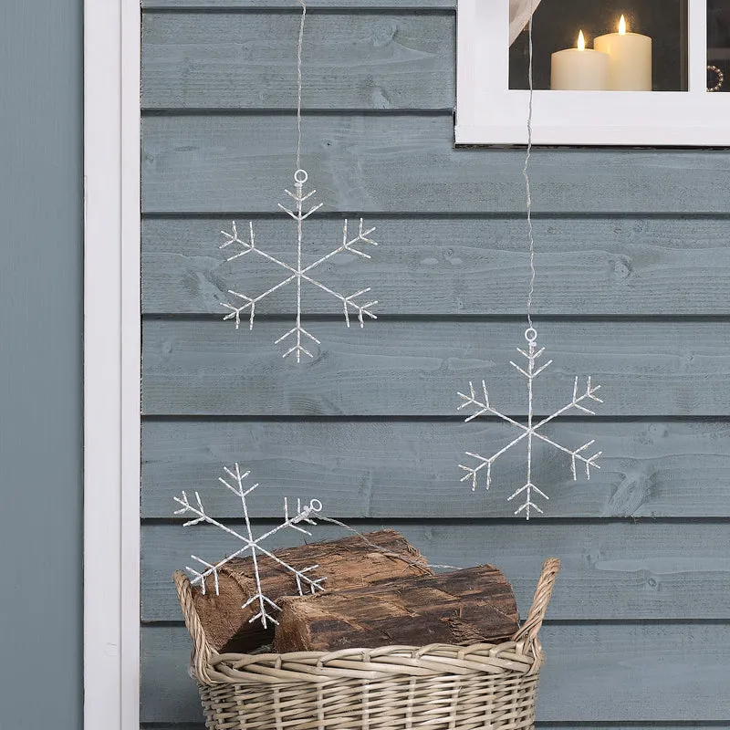 3er-Set warmweiße Osby LED-Schneeflocken für den Außenbereich