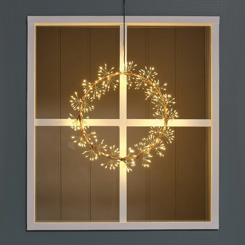 Goldener Starburst LED-Lichterkranz außen mit 256 Mikro-LEDs 25 cm