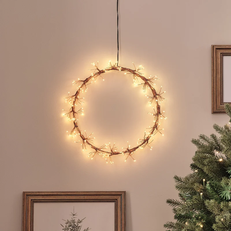 Goldener Starburst LED-Lichterkranz außen mit 256 Mikro-LEDs 25 cm
