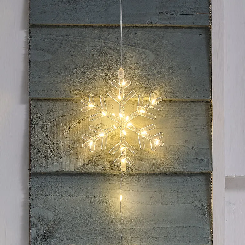3er-Set LED-Schneeflocken außen aus Acryl mit Timer-Funktion