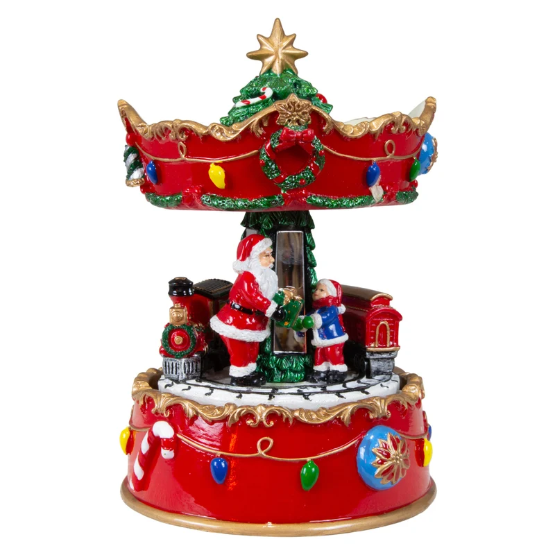 Weihnachtliche Karussell Spieluhr mit Santa und Kind 16cm