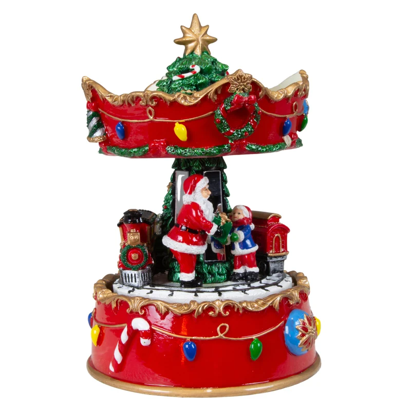 Weihnachtliche Karussell Spieluhr mit Santa und Kind 16cm