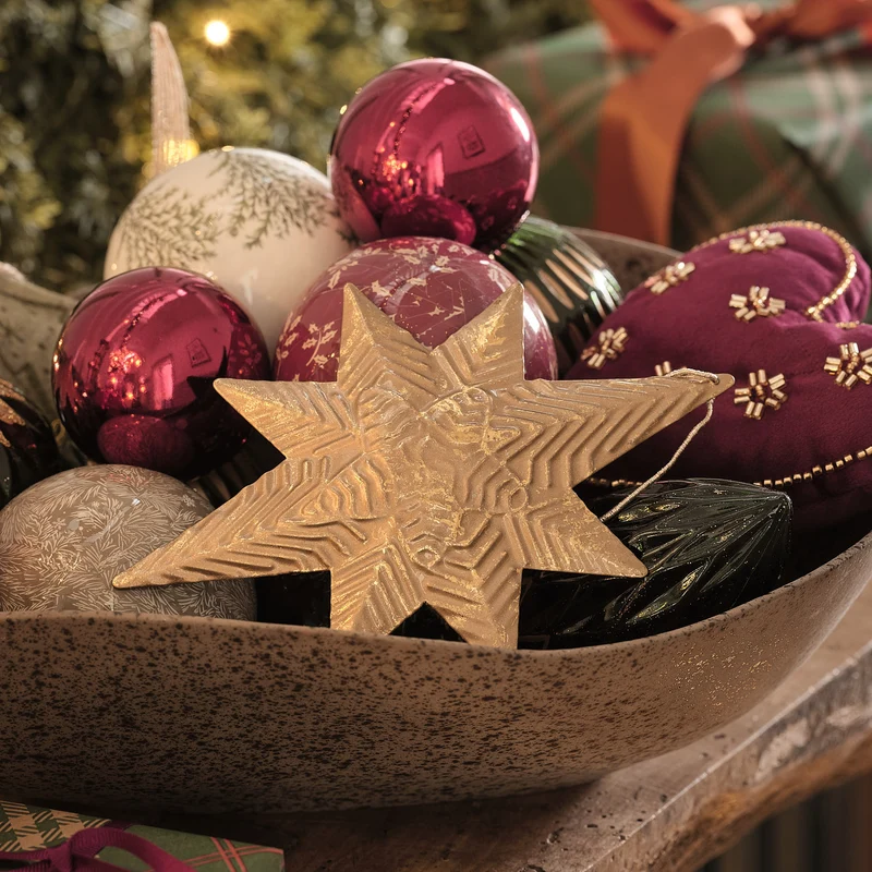 3er Set goldene Weihnachtsbaumsterne in Messingoptik
