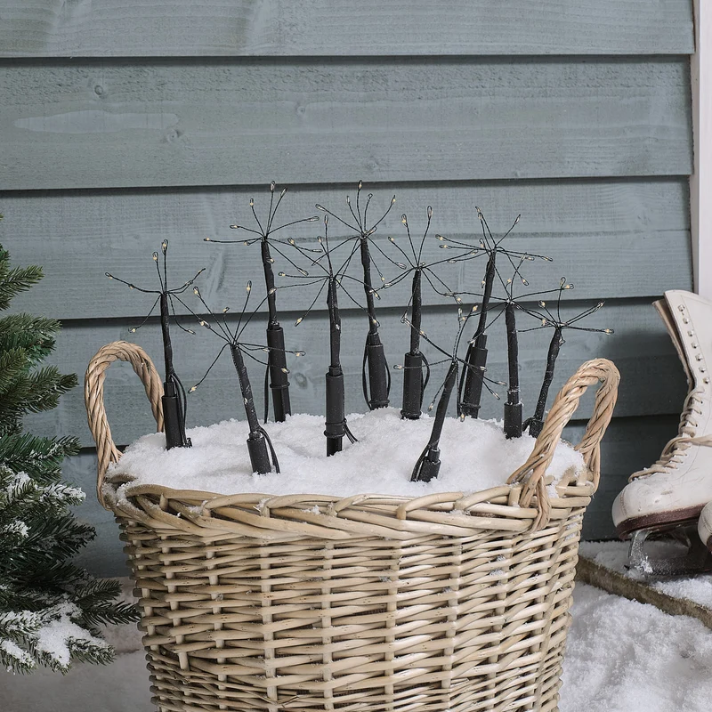 10er-Set warmweiße LED-Gartenstecker "Feuerwerk" mit 100 Mikro-LEDs