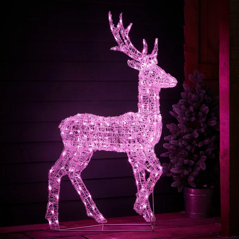 128 cm Swinsty LED-Hirsch aus Acryl mit Farbwechsel und Fernbedienung