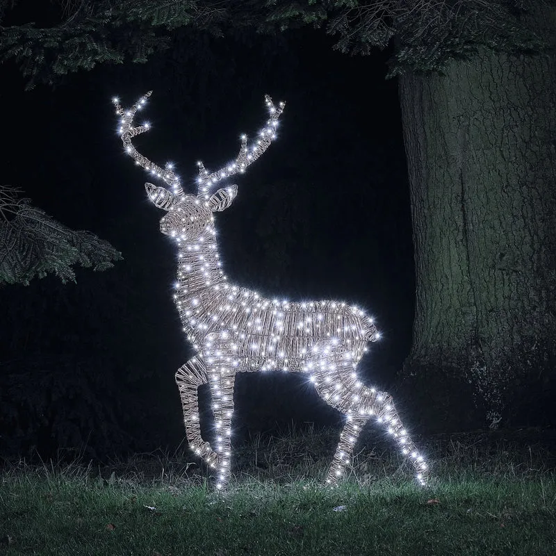 Pateley XL LED-Rentier Hirsch im Rattan-Look mit 500 Mikro-LEDs