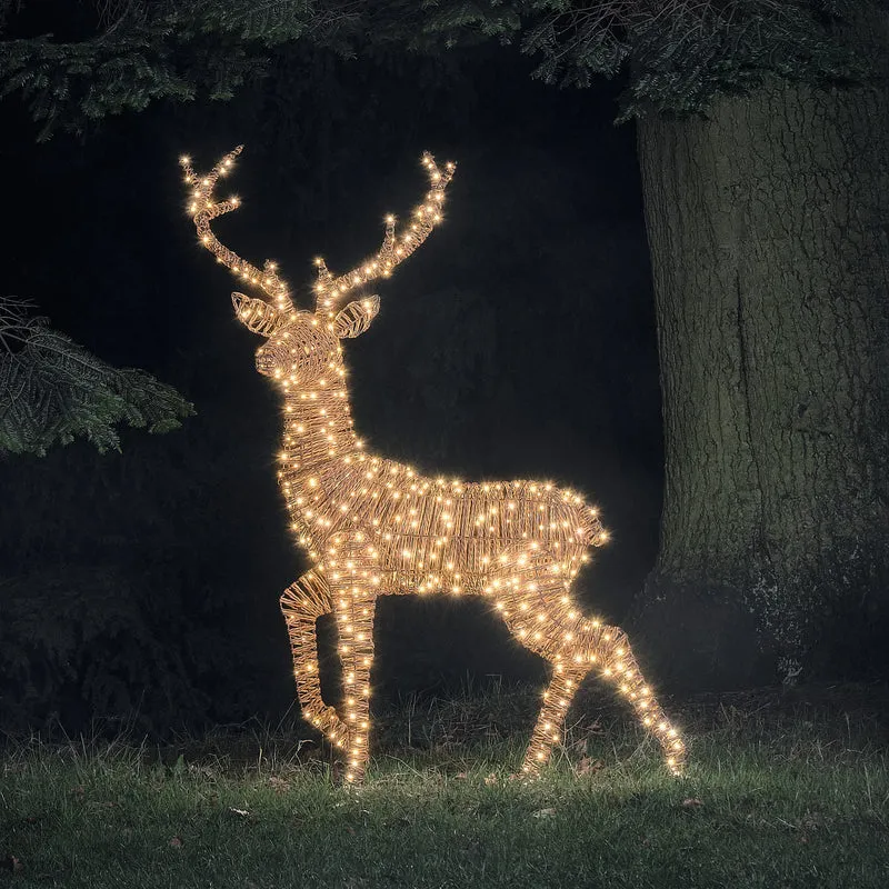 Pateley XL LED-Rentier Hirsch im Rattan-Look mit 500 Mikro-LEDs