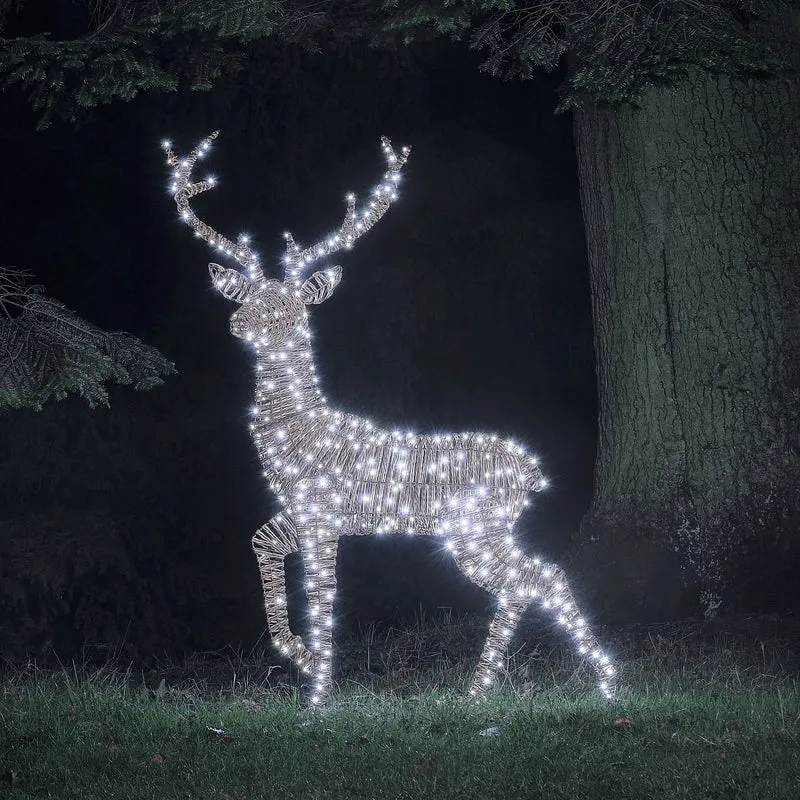 Pateley XL LED-Rentier Hirsch im Rattan-Look mit 500 Mikro-LEDs