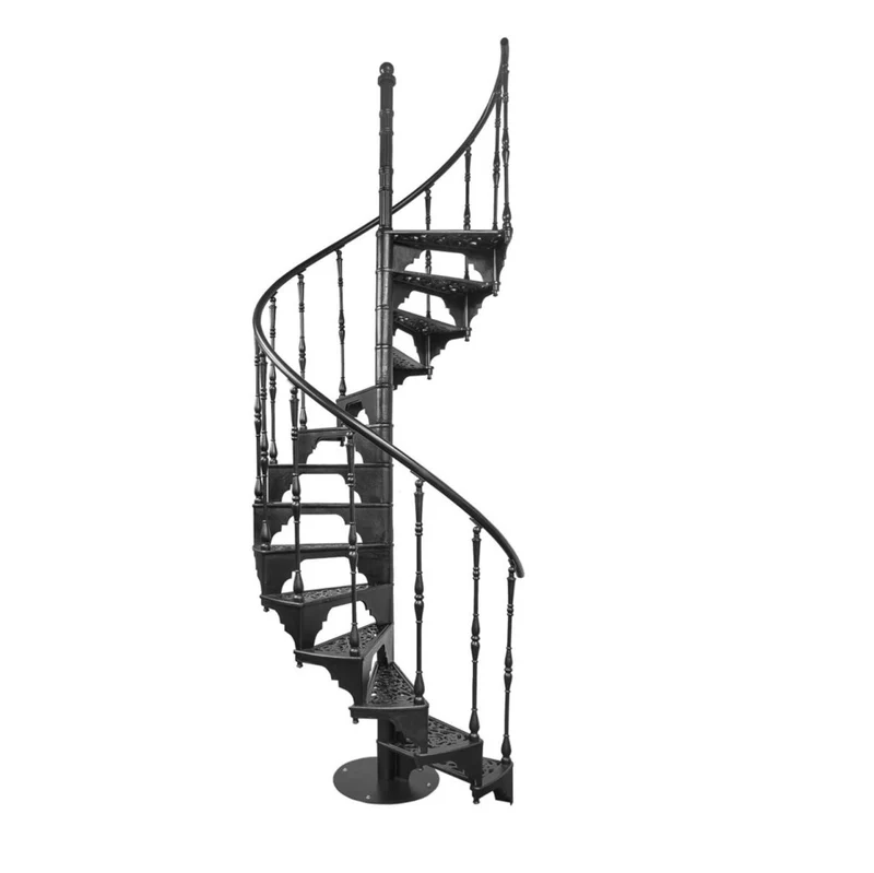 Casa Padrino Gusseisen Wendeltreppe Schwarz Ø 133 x H. 264 cm - Rustikale Spiraltreppe mit 13 Stufen - Massive Gusseisen Treppe