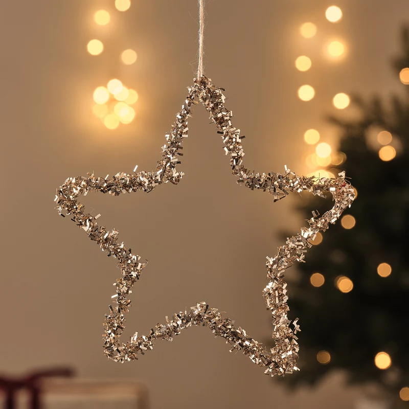 Silberner Stern-Christbaumschmuck mit Glitzereffekt