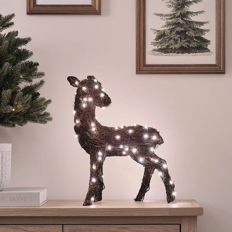 Helmsley Bicolor LED-Rentier Hirschkuh aus Zweigen 25 cm