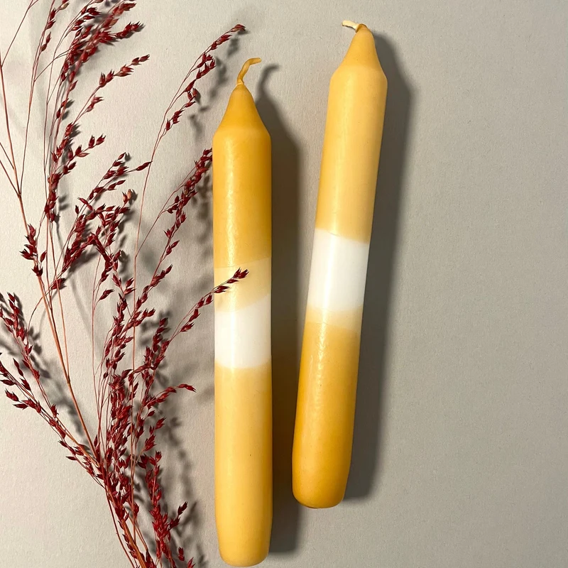 Handgefärbte Dip Dye Stabkerze "Ton in Ton" | karamell