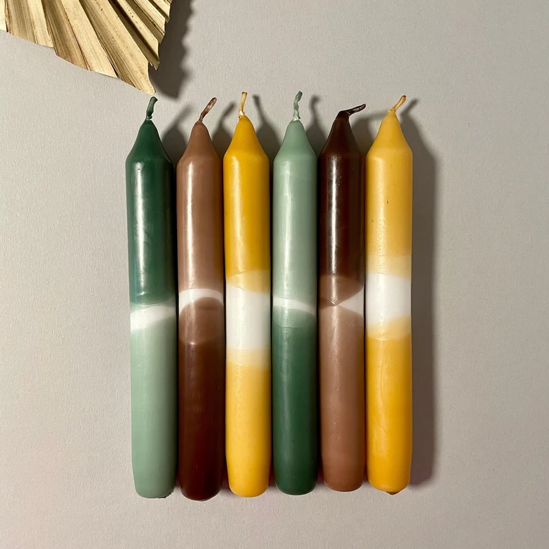 Handgefärbte Dip Dye Stabkerze "Ton in Ton" | karamell