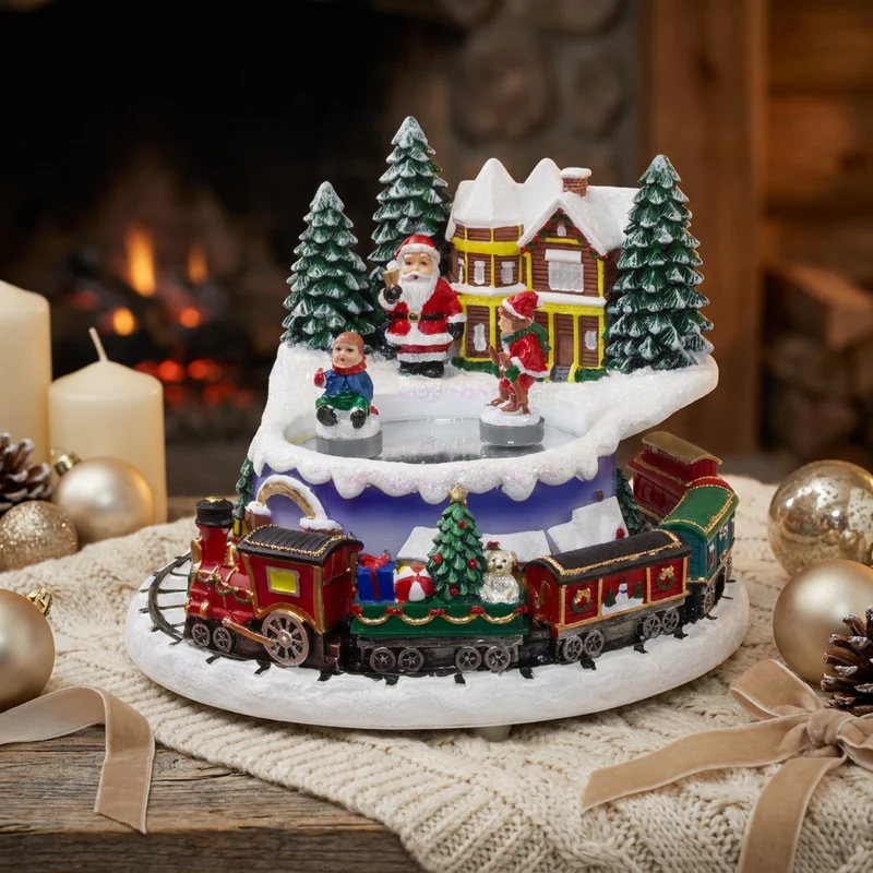 Spieluhr 16cm Weihnachtsmann und Zug
