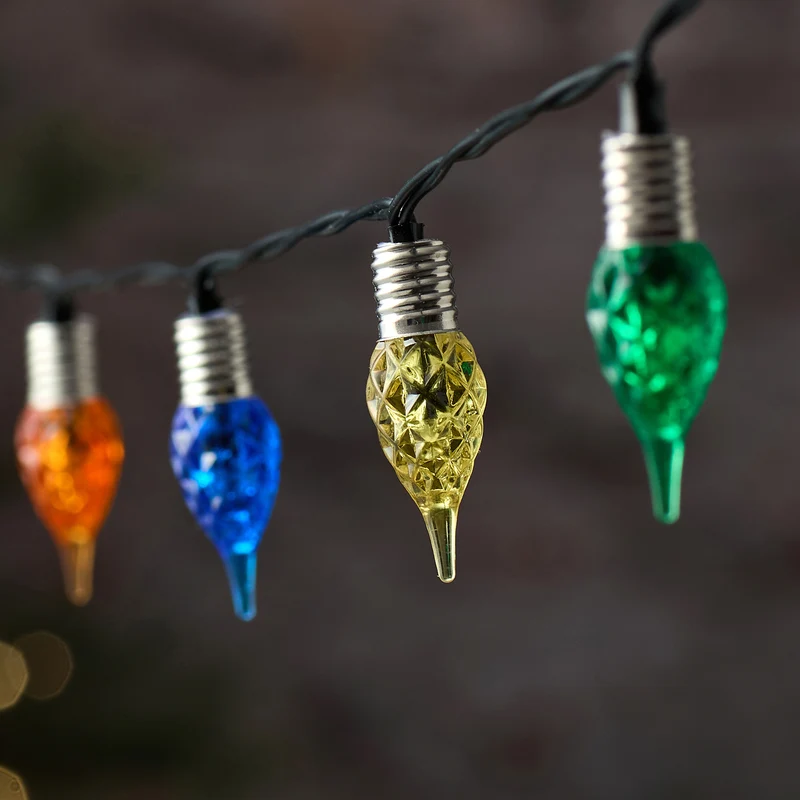 Batteriebetriebene bunte 50er LED-Tropfen-Lichterkette mit Timer für außen
