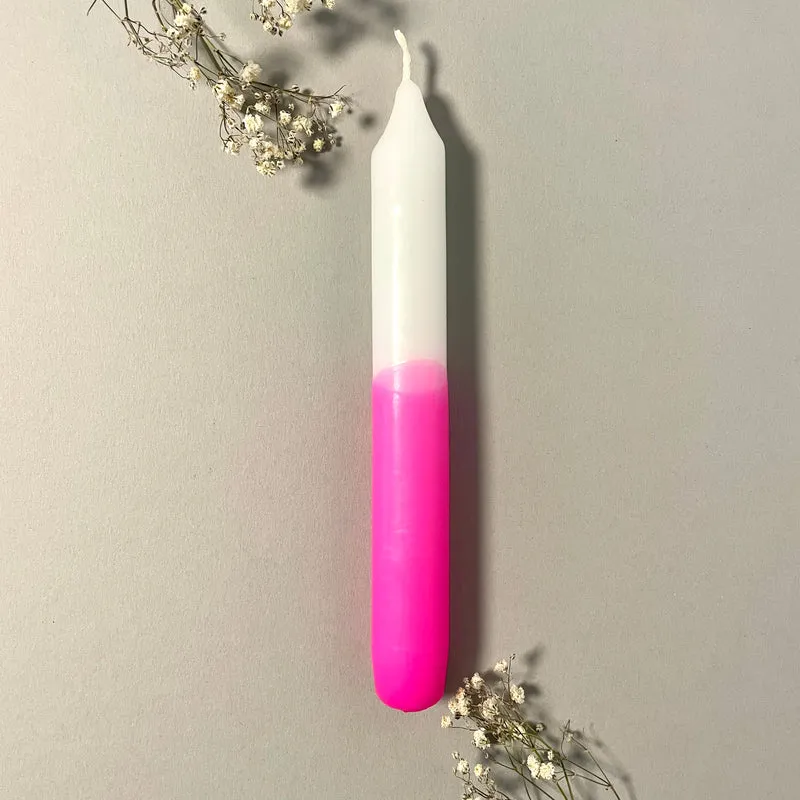 Handgefärbte Dip Dye Stabkerze "Solo" | neon-pink