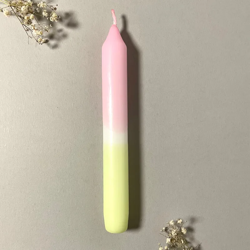 Handgefärbte Dip Dye Stabkerze | rosa & hellgrün