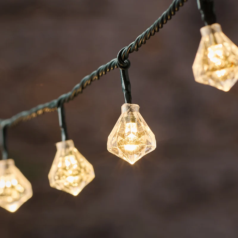 15m 150er Diamant LED-Lichterkette außen in Warmweiß und Weiß