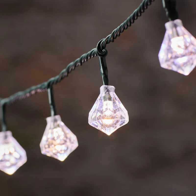 15m 150er Diamant LED-Lichterkette außen in Warmweiß und Weiß