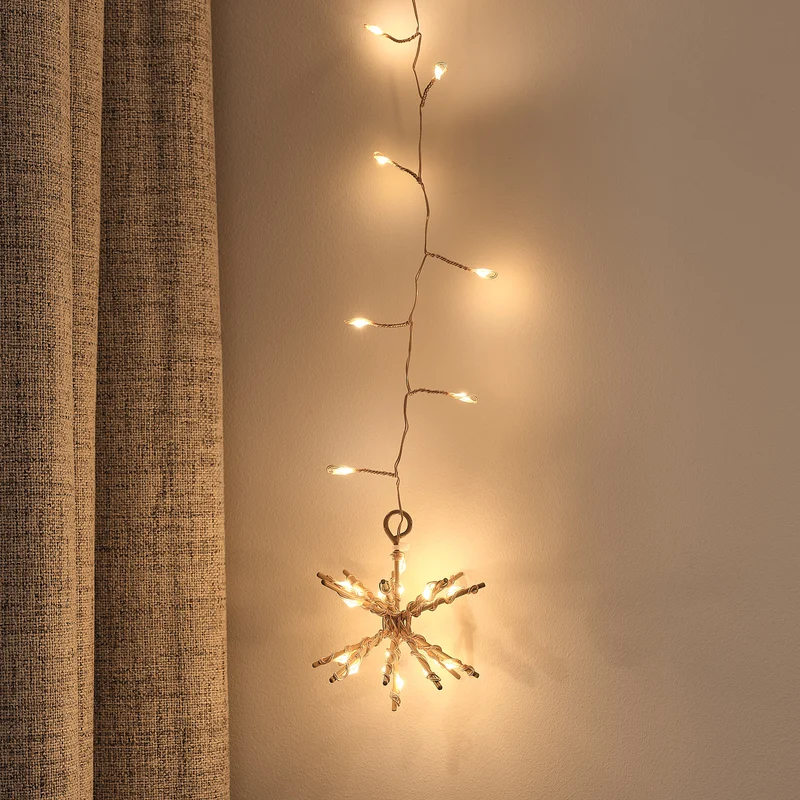 210er LED Cluster Lichtervorhang Starburst in Gold warmweiß