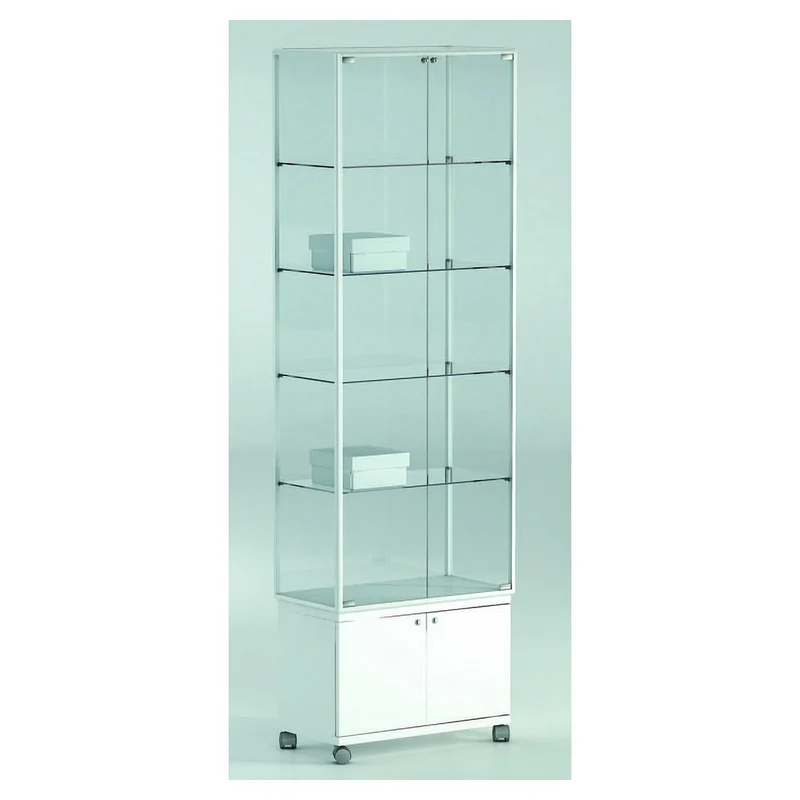 Casa Padrino Luxus Ladenvitrine 91 x 37 cm H. 220 cm mit Unterschrank mit 4 Glasböden - Ladeneinrichtung - Boutique Möbel - Made in Italy