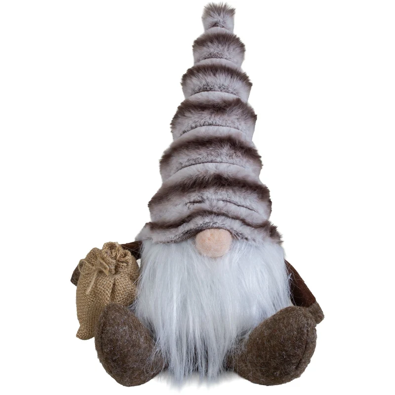 Weihnachtswichtel sitzend 30 cm – 3 Designs mit langen Plüschmützen, Vollbart & kleinen Geschenksäckchen