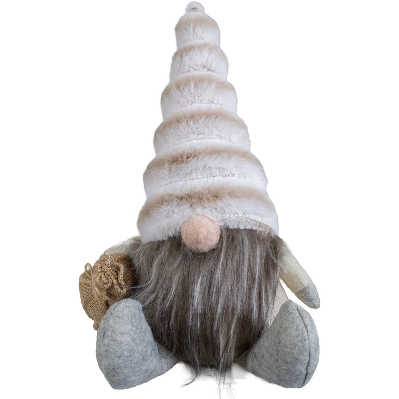 Weihnachtswichtel sitzend 30 cm – 3 Designs mit langen Plüschmützen, Vollbart & kleinen Geschenksäckchen
