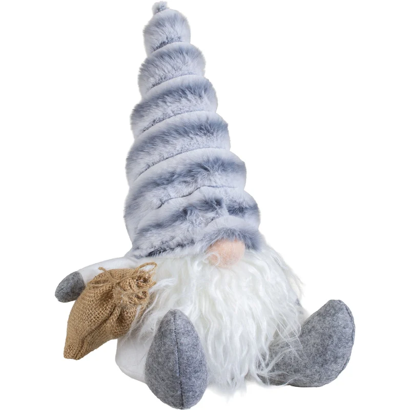 Weihnachtswichtel sitzend 30 cm – 3 Designs mit langen Plüschmützen, Vollbart & kleinen Geschenksäckchen