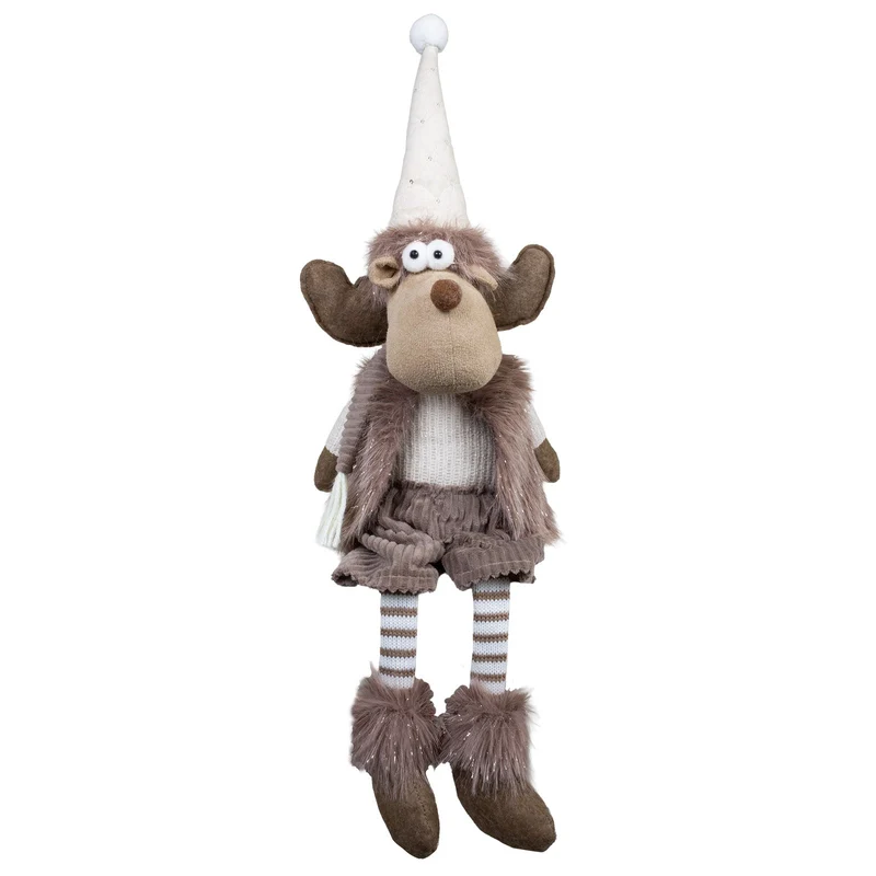 Elch Kantenhocker 41cm(62cm) 2 Designs – Kuschelige Weihnachtsfigur mit langer Mütze