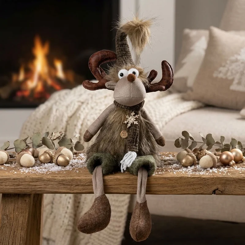 Elch 23cm (52 cm) Kantenhocker - süße Weihnachtsfigur für festliche Stimmung