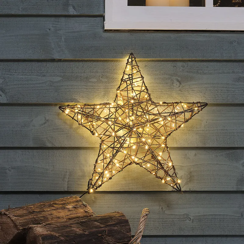 40 cm LED-Rattanstern Fensterdeko in Warmweiß für außen