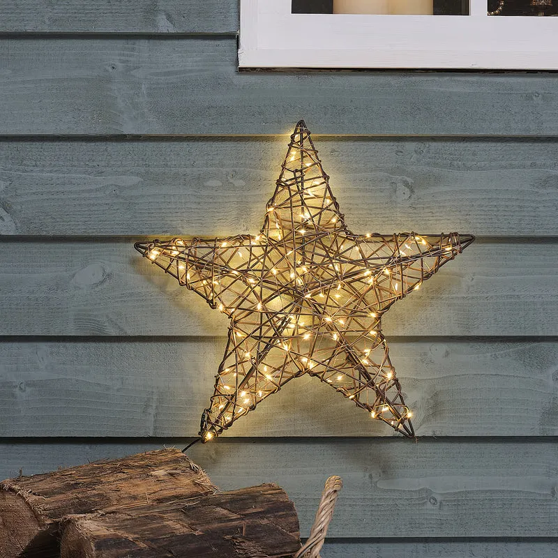 40 cm LED-Rattanstern Fensterdeko in Warmweiß für außen