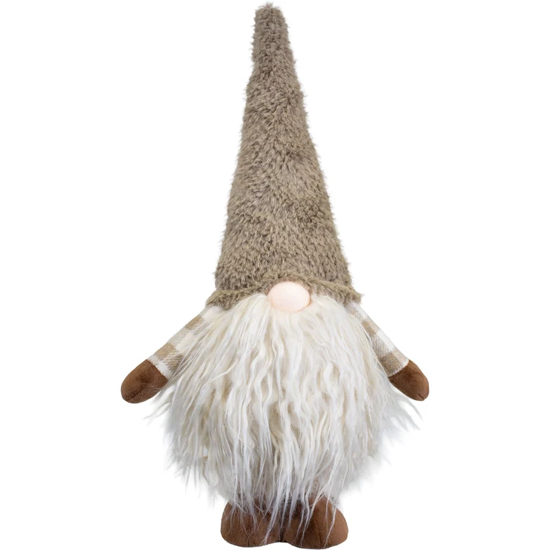 Weihnachtswichtel stehend 46–68 cm – Flauschiger Wintergnom mit Teleskopbeinen, Riesenbart & brauner Zipfelmütze