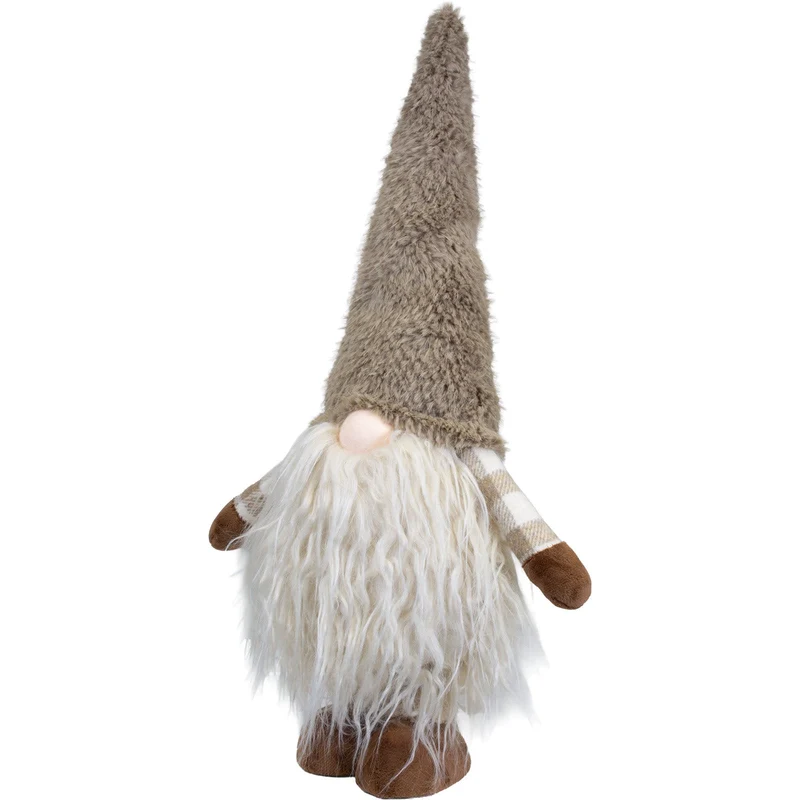 Weihnachtswichtel stehend 46–68 cm – Flauschiger Wintergnom mit Teleskopbeinen, Riesenbart & brauner Zipfelmütze