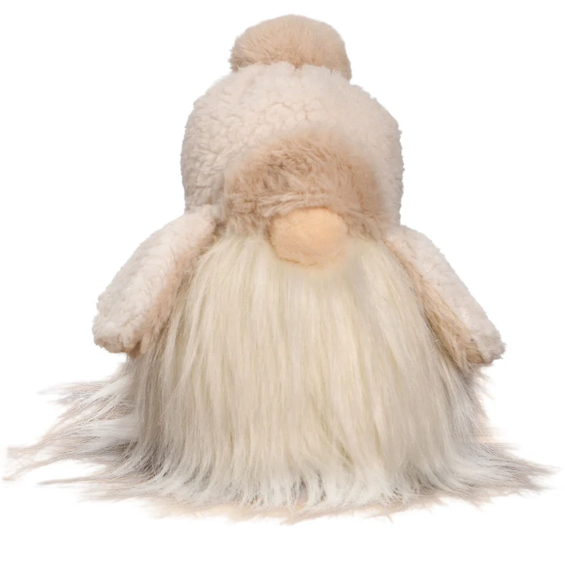 Weihnachtswichtel sitzend 18cm/28cm – 2 Designs in Creme mit Strickmütze, Fliegermütze & langem Plüschbart