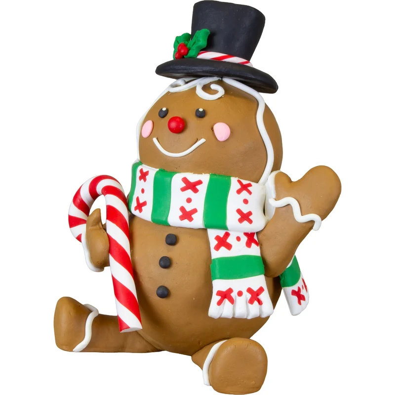 Lebkuchenfiguren 14 cm Tischdeko – 2 Designs mit Weihnachtsmannmütze, Schneemann-Zylinder, Zuckerstange & Lolli
