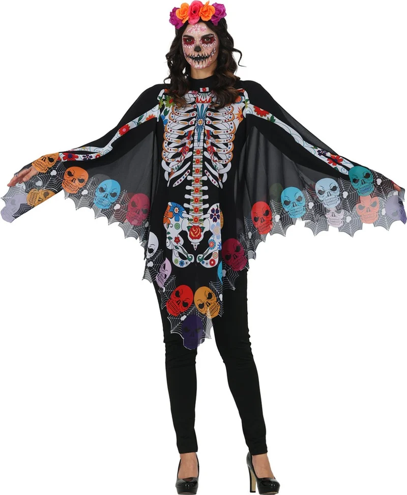 Dia de los Muertos Poncho für Damen – Catrina