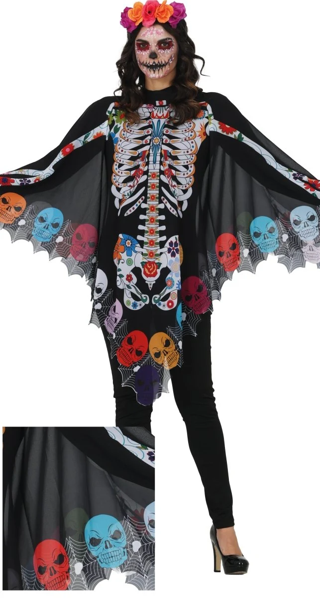 Dia de los Muertos Poncho für Damen – Catrina