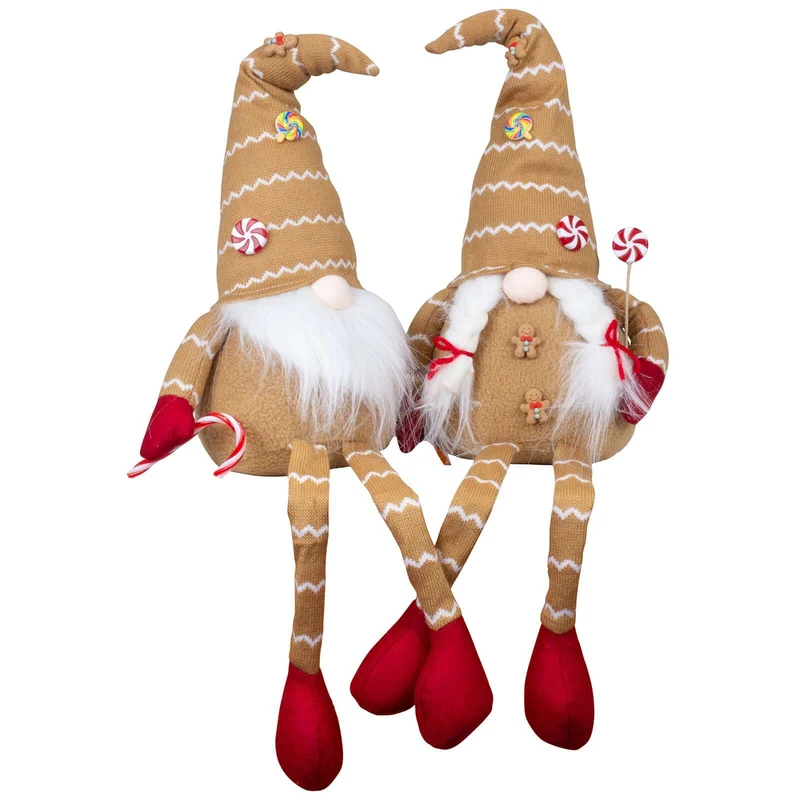 Weihnachtswichtel 25cm(57cm) 2 Designs Kantenhocker – Lebkuchen-Gnome mit langen Beinen
