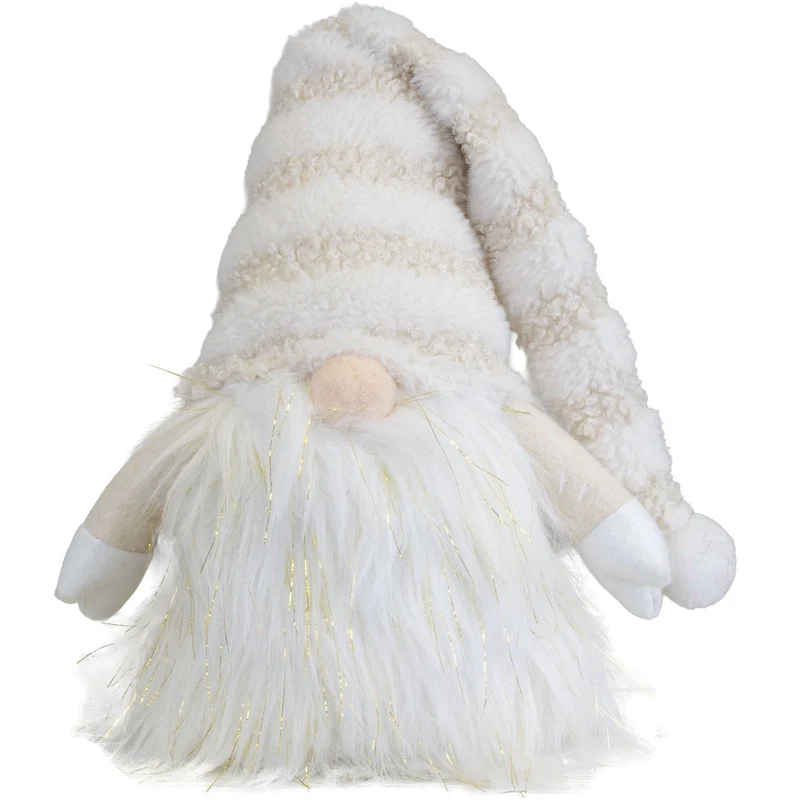 Weihnachtswichtel sitzend 25 cm – Flauschiger Wintergnom mit langer Zipfelmütze & großem Plüschbart