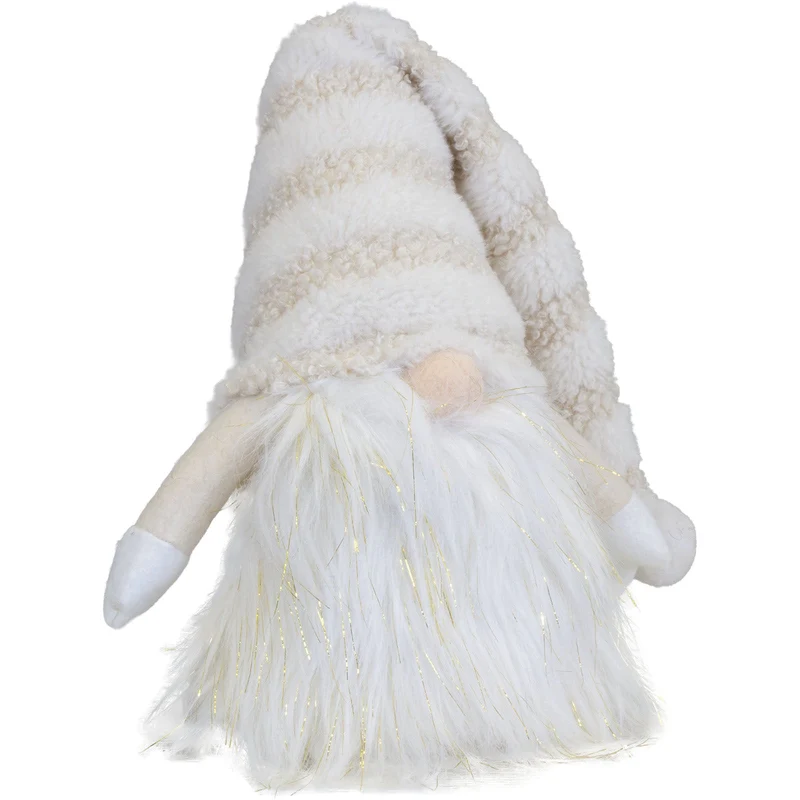 Weihnachtswichtel sitzend 25 cm – Flauschiger Wintergnom mit langer Zipfelmütze & großem Plüschbart