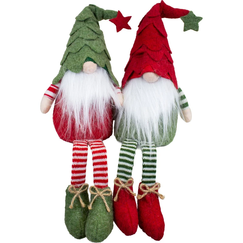 Weihnachtswichtel 30 cm Kantenhocker 2 Designs sitzend, 2 Stück | Weihnachtsdekoration