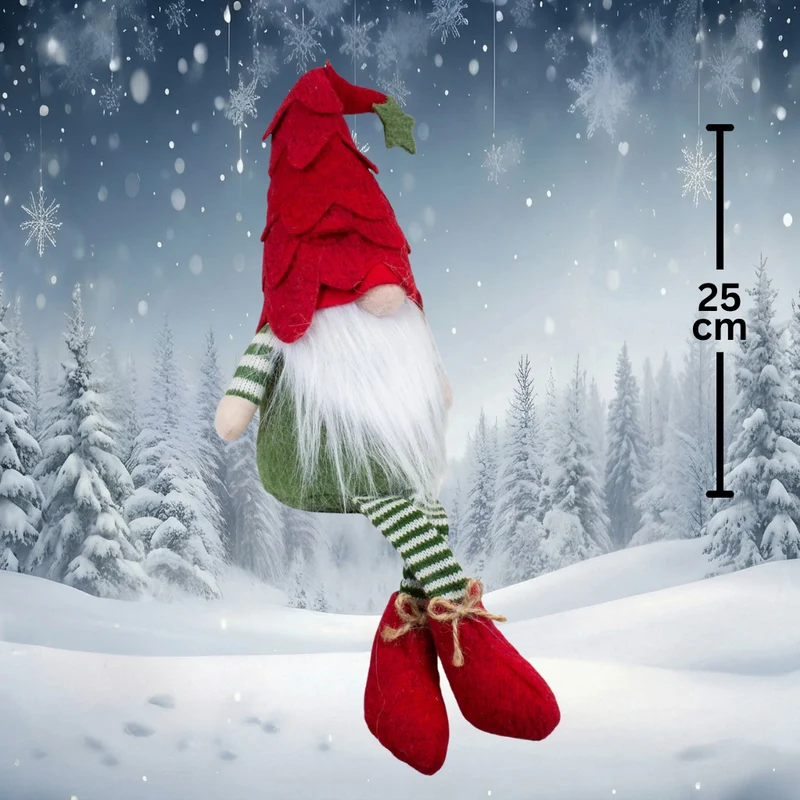 Weihnachtswichtel 30 cm Kantenhocker 2 Designs sitzend, 2 Stück | Weihnachtsdekoration