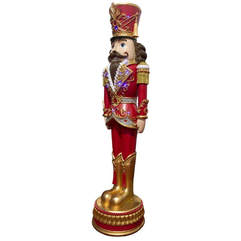 XXL Nussknacker Größe ca.180cm mit LED-Licht / Candy Christmas in braun-rot-grün