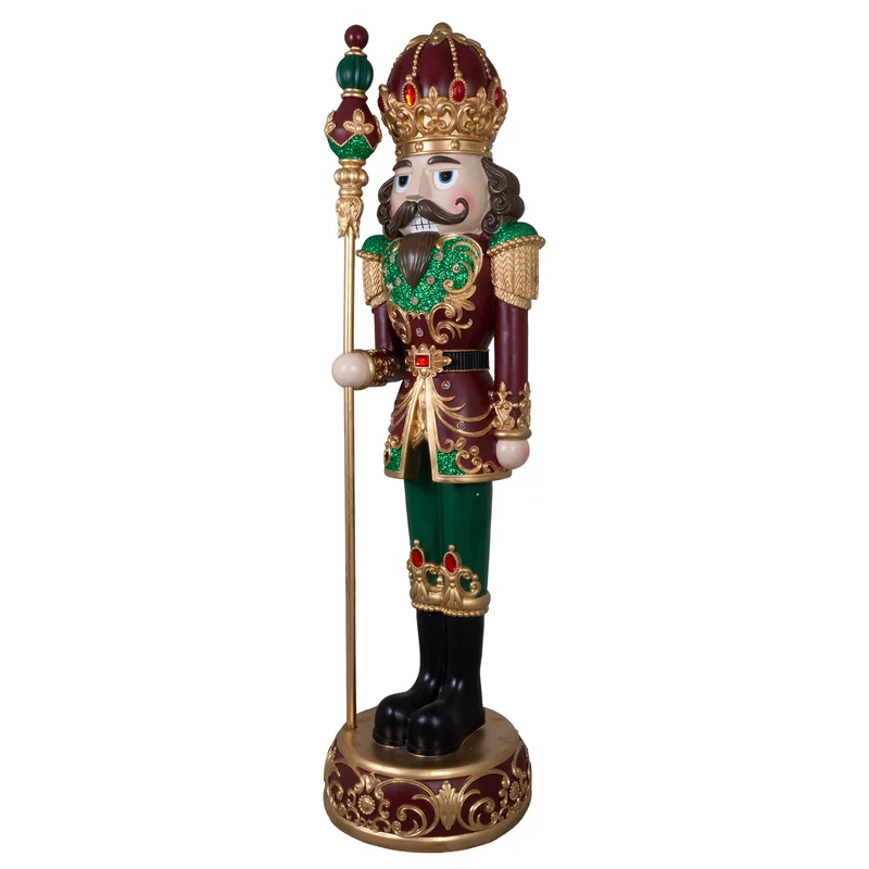 XL Nussknacker Größe ca.120cm mit LED-Licht / Candy Christmas in braun-rot-grün