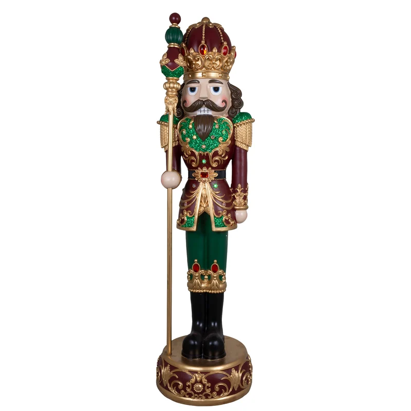 XL Nussknacker Größe ca.120cm mit LED-Licht / Candy Christmas in braun-rot-grün