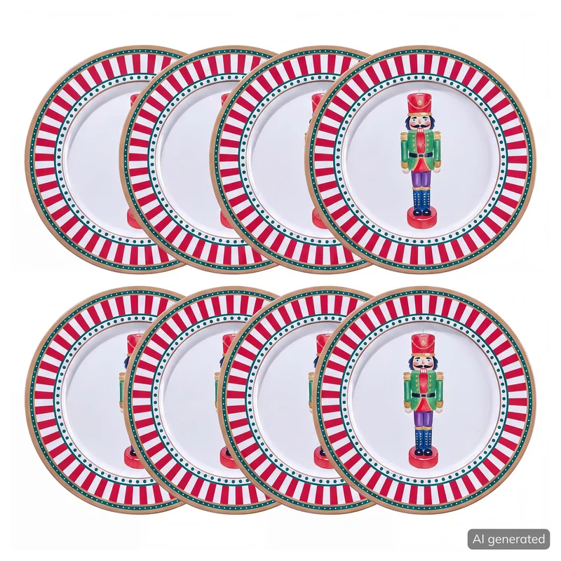 XMAS Metallteller Nussknacker 8er-Set