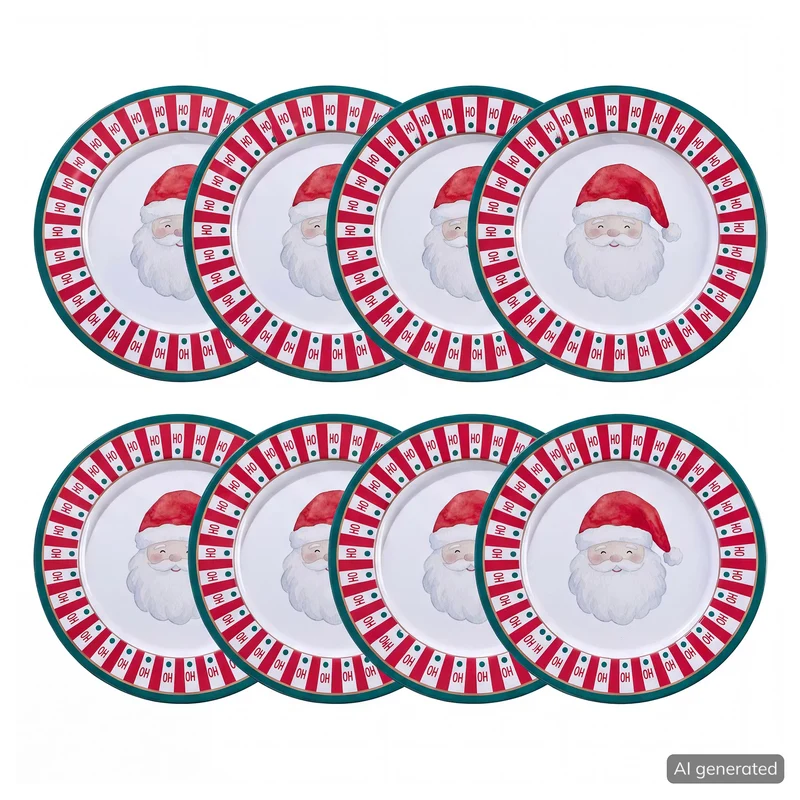 XMAS Metallteller Santa 8er-Set