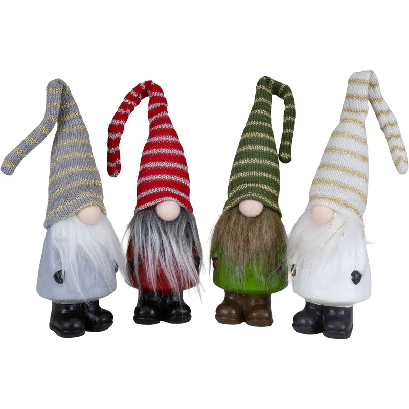 Weihnachtswichtel 4er Set stehend 23cm(31cm) – 4 Designs, mit langen Zipfelmützen