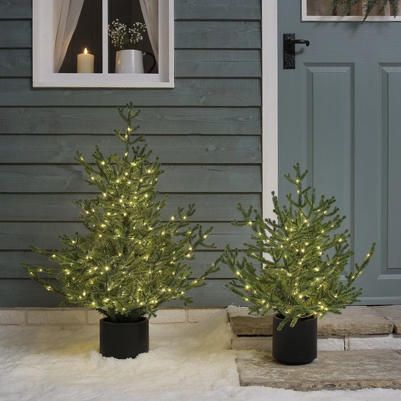 90cm beleuchteter Weihnachtsbaum im Topf mit 400 warmweißen Mikro-LEDs